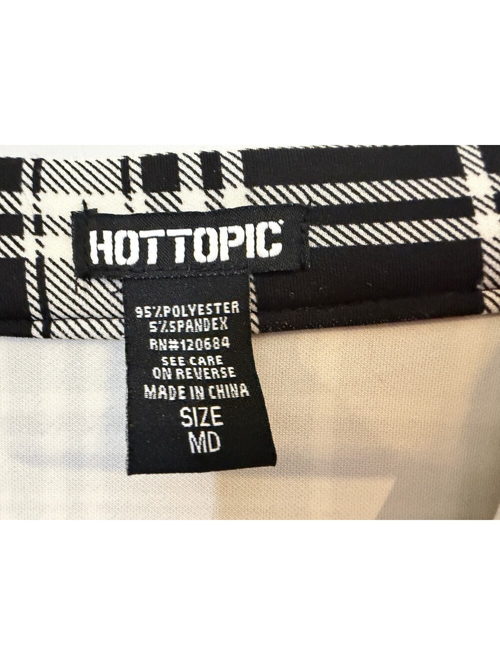 Hot Topic Black White Plaid O-ring Skater Mini Skirt Zip Front Goth Emo Mall Med - Picture 2 of 6